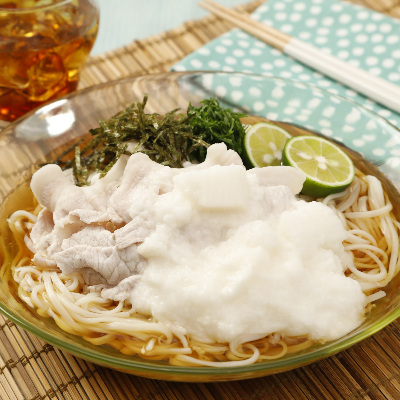 稲庭うどんで！豚しゃぶとろろぶっかけ			 サムネイル画像